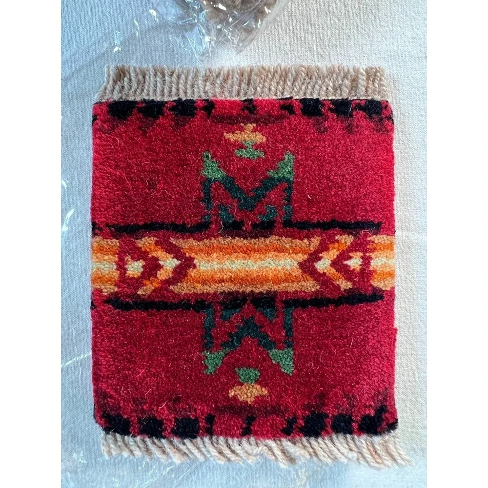 New Vintage Pendleton Set of 4 Woven Loomed Wool Coaster Rug Matts 6
